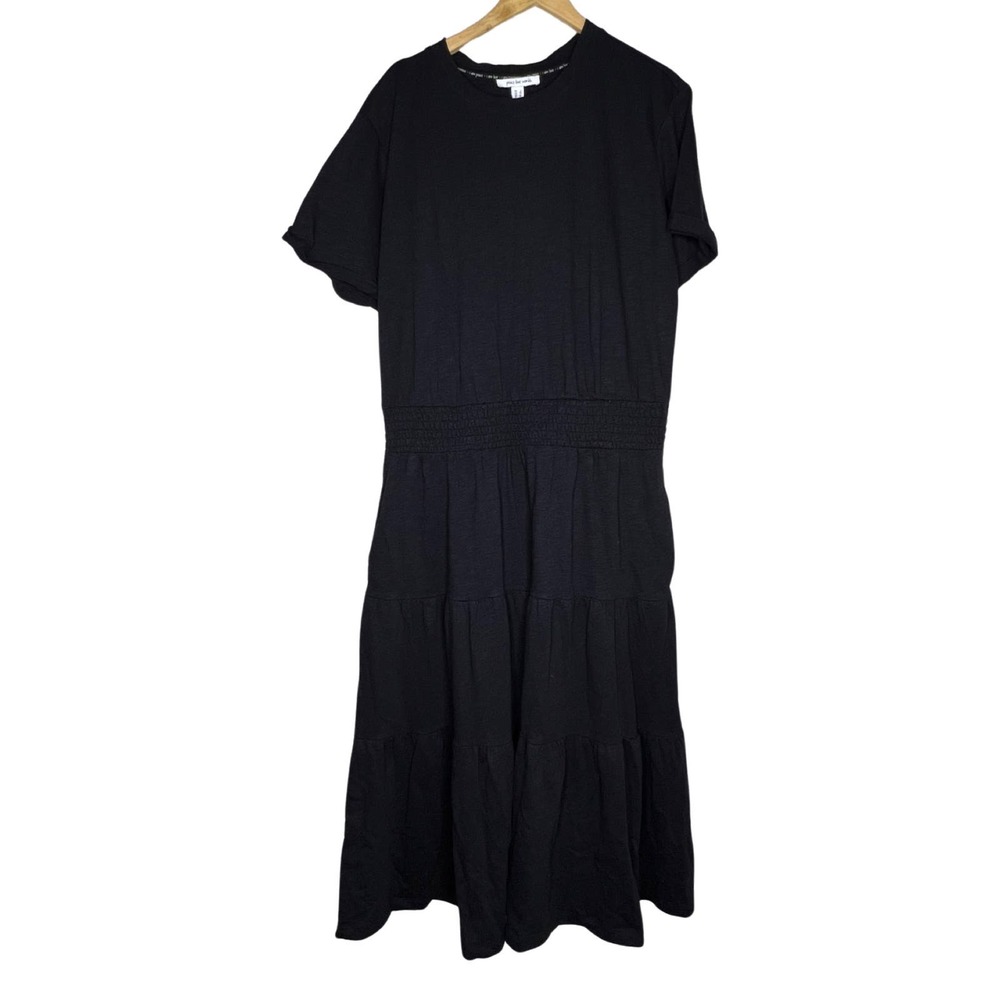 PEACE LOVE WORLD Cotton Jersey Tiered Tee Shirt Dress Black S